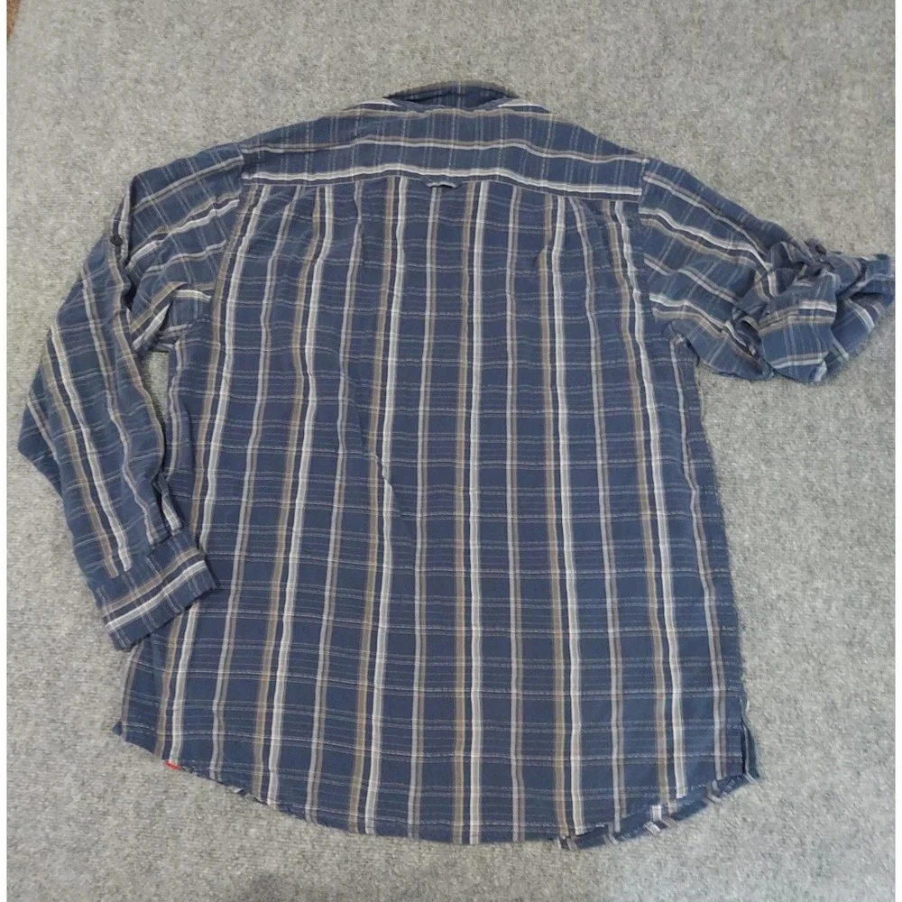The North Face Shirt Mens XL‎ Blue Plaid Roll Tab Sleeve Outdoor Hiking Utility